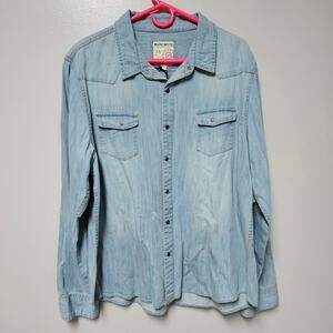 NWT Men's Marc Moto Snap Front Denim Shirt Size XL
